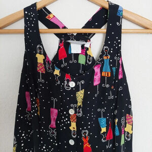 Carol Anderson Vintage Sleeveless Black Mannequin Novelty Print Size 12P